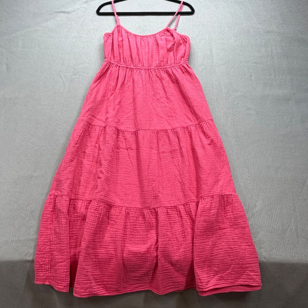Rails Maxi Dress Womens Size M Pink Organic Cotton Gauze Tiered Sleeveless